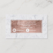 Microblading roos gouden typografie witte marmer visitekaartje (Achterkant)