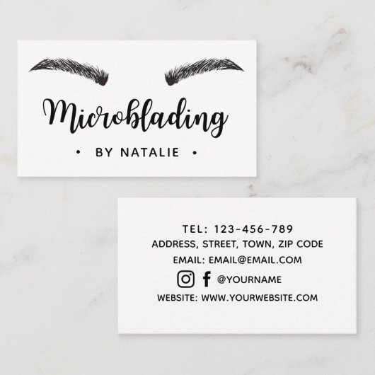 Microblading semi - permanente make-up wit minimaa visitekaartje (Voorkant / Achterkant)
