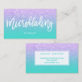 Microblading typografie lavender glitter visitekaartje (Voorkant / Achterkant)