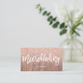 Microblading typografie roos goud glitterhout visitekaartje (Staand voorkant)