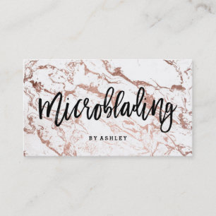 Microblading typografie roos gouden witte marmer visitekaartje