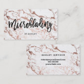 Microblading typografie roos gouden witte marmer visitekaartje (Voorkant / Achterkant)