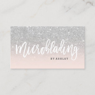 Microblading typografie zilverglitter blush roze visitekaartje