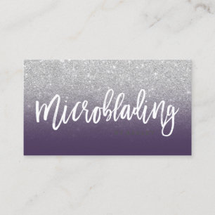 Microblading typografie zilverglitter paars visitekaartje