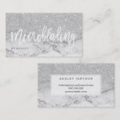 Microblading typografie zilverglittermarmer visitekaartje (Voorkant / Achterkant)