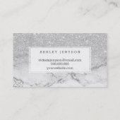 Microblading typografie zilverglittermarmer visitekaartje (Achterkant)