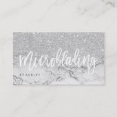 Microblading typografie zilverglittermarmer visitekaartje (Voorkant)