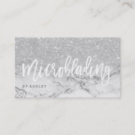 Microblading typografie zilverglittermarmer visitekaartje