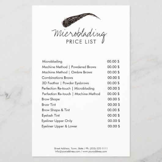 Microblading Wenkbraam Vorm Tattoo Prijslijst Flye Flyer (Voorkant)