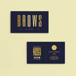 Microblading Wenkbrauwen QR Code Logo Navy En Goud Visitekaartje