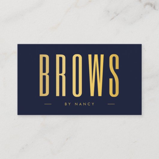Microblading Wenkbrauwen QR Code Logo Navy En Goud Visitekaartje (Voorkant)