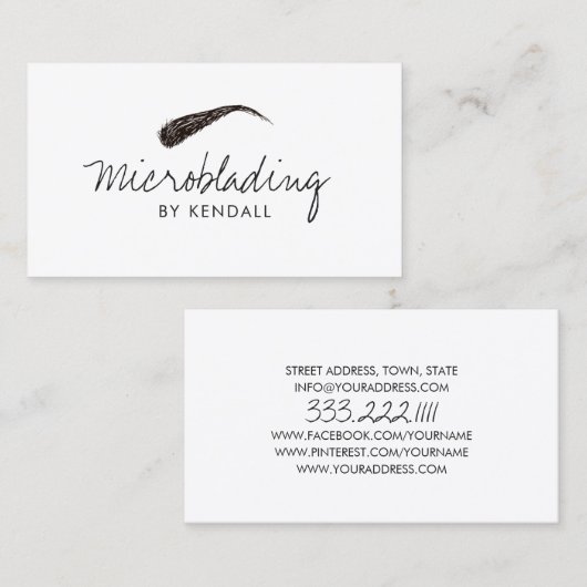Microblading Wenkbrauwsymbool Permanente Make-up K Visitekaartje (Voorkant / Achterkant)