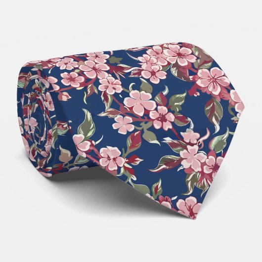 Microbloemige achtergrond  Modern Roze Bloem Stropdas (Opgerold)