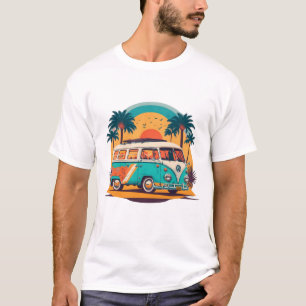 Microbus Miami straatpalmen achterin T-shirt