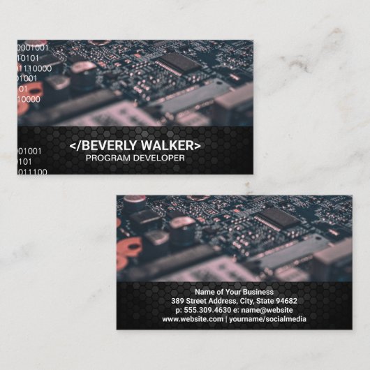 Microchip | Binaire Code Visitekaartje (Voorkant / Achterkant)