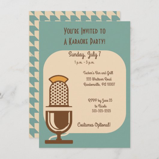  microfoon aangepaste feestuitnodigingen kaart (Voorkant / Achterkant)