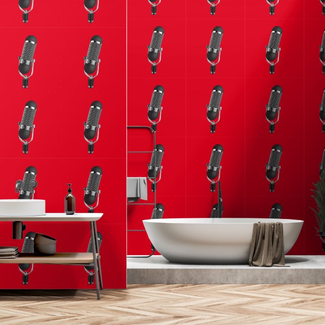 Microfoon aangepaste kleur rood behang (Badkamer)