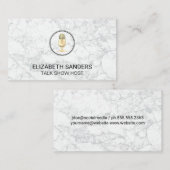 microfoon | Blogger | Podcast-host | Marmer Visitekaartje (Voorkant / Achterkant)