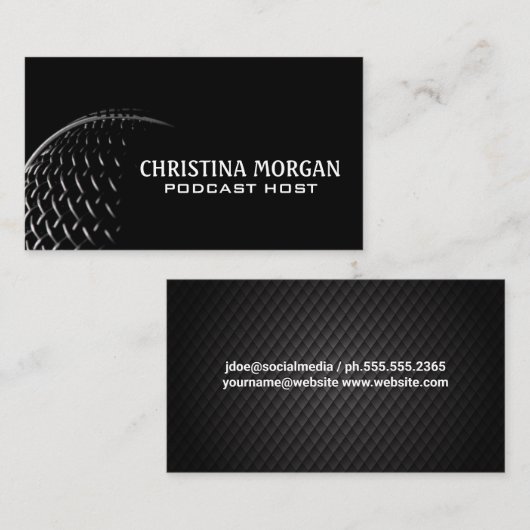 Microfoon Close Up | Podcaster | Presentator Visitekaartje (Voorkant / Achterkant)
