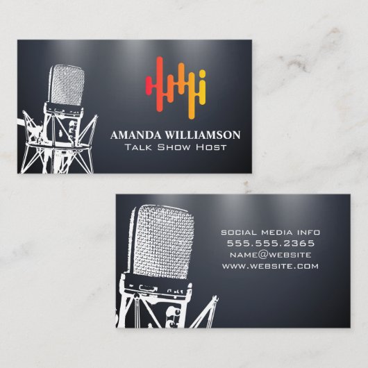 microfoon | Digitale audio-Logo Visitekaartje (Voorkant / Achterkant)