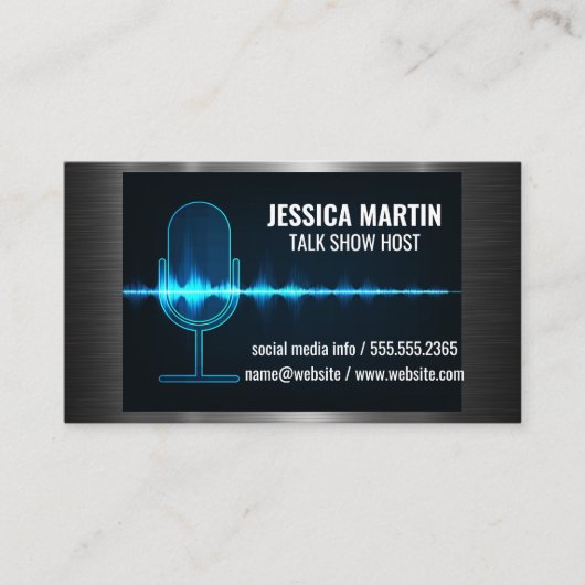 microfoon | Digitale geluidsgolf | Metaal Visitekaartje (Voorkant)