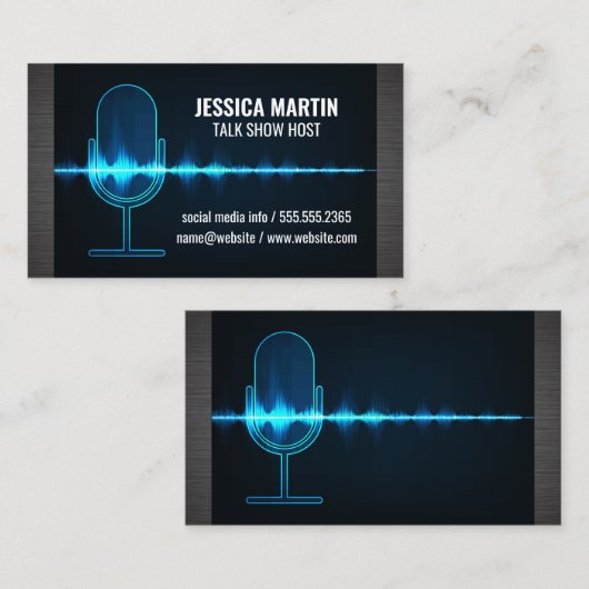 microfoon | Digitale geluidsgolf Visitekaartje (Voorkant / Achterkant)