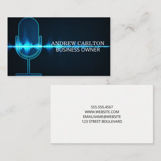 microfoon | Digitale geluidsgolf Visitekaartje (Voorkant / Achterkant)