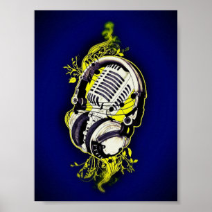 Microfoon en hoofdtelefoon poster
