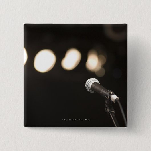 Microfoon en spotlichten vierkante button 5,1 cm (Voorkant)