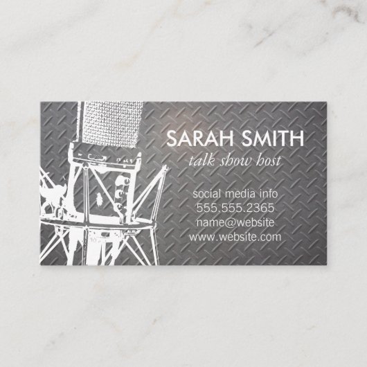 Microfoon / Entertainment | Metalen achtergrond Visitekaartje (Voorkant)