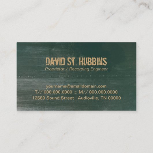 Microfoon Groene Achtergrond Zanger Visitekaartje (Achterkant)