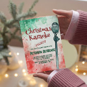 Microfoon Groene en Rode Kerst Karaoke Party Kaart