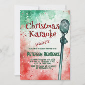 Microfoon Groene en Rode Kerst Karaoke Party Kaart (Voorkant)