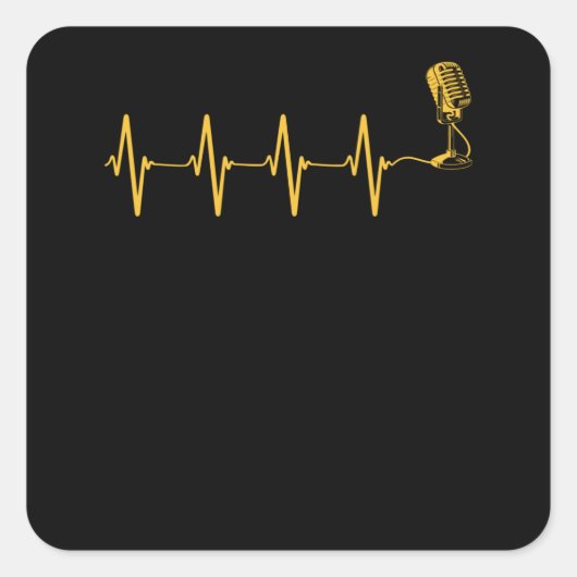 Microfoon hartslag Golden hartslag Vierkante Sticker (Voorkant)