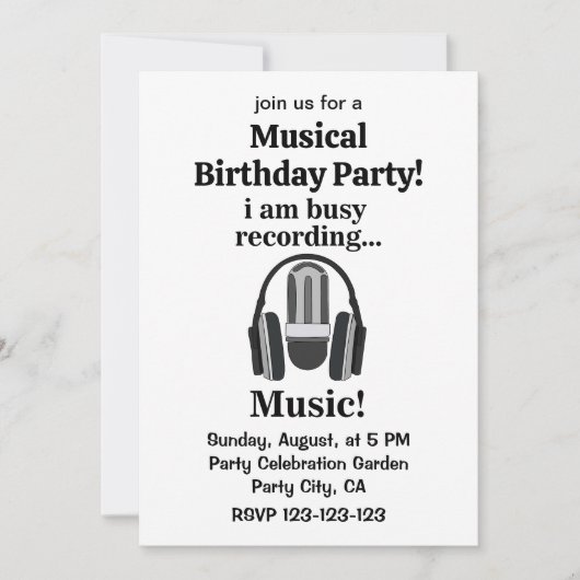 Microfoon Hoofdtelefoon Musical Verjaardagsfeest Kaart (Voorkant)