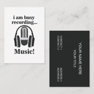 Microfoon hoofdtelefoon opnemen van muziek visitekaartje