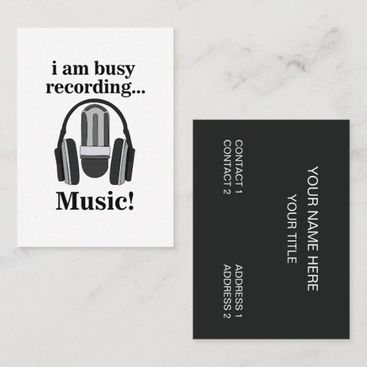 Microfoon hoofdtelefoon opnemen van muziek visitekaartje (Voorkant / Achterkant)
