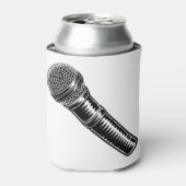 Microfoon  houtsnede gegraveerde stijl blikjeskoeler (Blikje Voorkant)