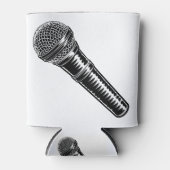 Microfoon  houtsnede gegraveerde stijl blikjeskoeler (Voorkant)