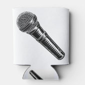 Microfoon  houtsnede gegraveerde stijl blikjeskoeler (Achterkant)