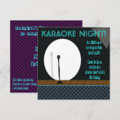 Microfoon in Spotlight Karaoke Night Invitation Kaart (Voorkant / Achterkant)