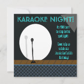 Microfoon in Spotlight Karaoke Night Invitation Kaart (Voorkant)