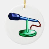 Microfoon Kleine Standaard Blauw en Groene Grafisc Keramisch Ornament (Voorkant)