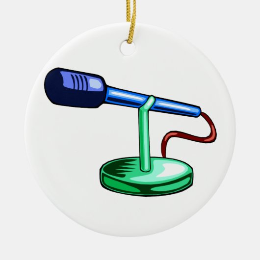 Microfoon Kleine Standaard Blauw en Groene Grafisc Keramisch Ornament (Voorkant)