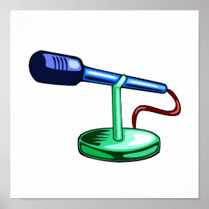Microfoon Kleine Standaard Blauw en Groene Grafisc Poster