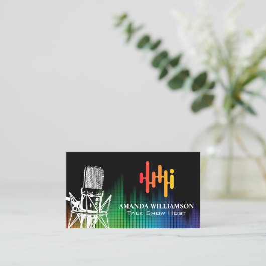 Microfoon | Kleurrijke Digitale Equalizer Visitekaartje (Staand voorkant)