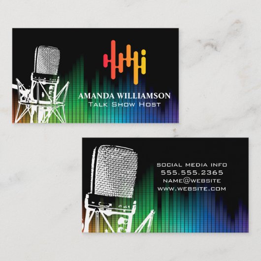 Microfoon | Kleurrijke Digitale Equalizer Visitekaartje (Voorkant / Achterkant)