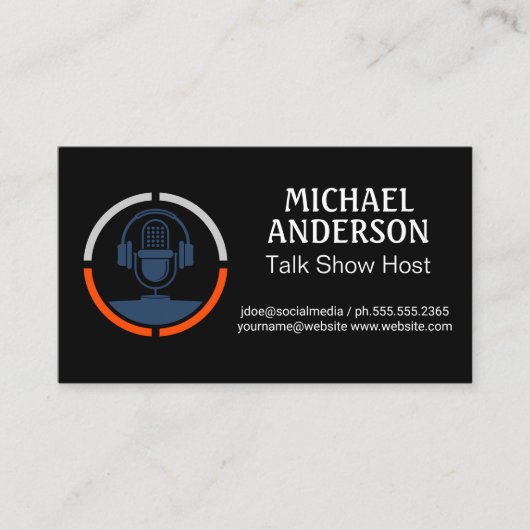 Microfoon Koptelefoon Icoon Visitekaartje (Voorkant)
