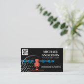 Microfoon Logo | Podcast-host | QR-code Visitekaartje (Staand voorkant)