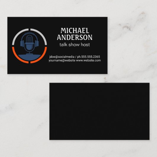 Microfoon-Logo | Podcast Host Visitekaartje (Voorkant / Achterkant)